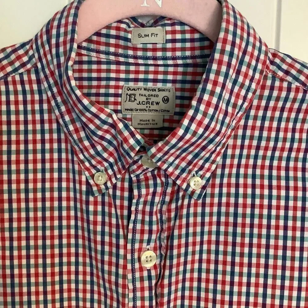 J.Crew Slim Fit Checked Shirt - Red &‎ Blue
